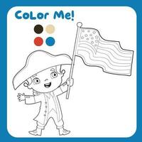 Coloring activity for children. 4th of July coloring page for kindergarten and preschool children. Educational printable coloring worksheet. Vector file.