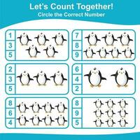 Lets count together worksheet. Educational printable math worksheet. Math game for children. Vector illustration.