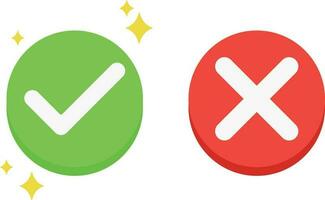 Green Checkmark and Red Buttons for Approval and Rejection vector