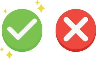 Green Checkmark and Red Buttons for Approval and Rejection vector