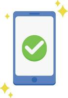 Blue Phone with Green Approval Button on Screen vector