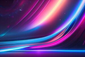 abstract futuristic background with pink blue glowing neon moving high speed wave lines and bokeh lights Data transfer concept, photo