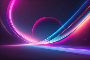 abstract futuristic background with pink blue glowing neon moving high speed wave lines and bokeh lights Data transfer concept, photo