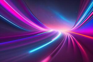 abstract futuristic background with pink blue glowing neon moving high speed wave lines and bokeh lights Data transfer concept, photo