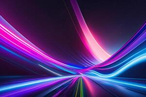 abstract futuristic background with pink blue glowing neon moving high speed wave lines and bokeh lights Data transfer concept, photo