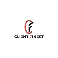 Abstract initial letter CF or FC logo in black and red color isolated in white background. Initial letter logo cf, fc, f inside c rounded uppercase black and red flat. Letter CF logo for business logo vector