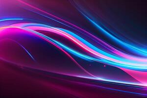 abstract futuristic background with pink blue glowing neon moving high speed wave lines and bokeh lights Data transfer concept, photo