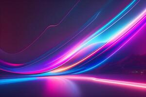 abstract futuristic background with pink blue glowing neon moving high speed wave lines and bokeh lights Data transfer concept, photo