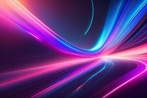 abstract futuristic background with pink blue glowing neon moving high speed wave lines and bokeh lights Data transfer concept, photo