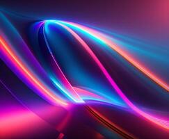 resumen futurista antecedentes con rosado azul brillante neón Moviente alto velocidad ola líneas y bokeh luces datos transferir concepto, ai generado foto