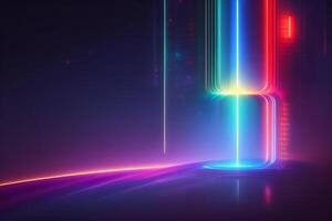 abstract futuristic background with pink blue glowing neon moving high speed wave lines and bokeh lights Data transfer concept, photo