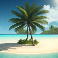 Photo a beach scene with a beach and palm trees hello summer,