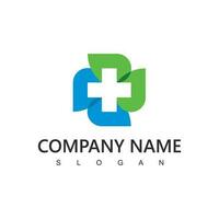 Medical Logo. Cross and leaf icon vector