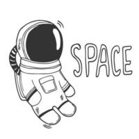 mano dibujado astronauta icono en garabatear estilo. vector
