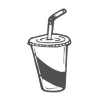 vector sketch illustration - plastic cup in doodle style