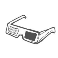 3d lentes garabatear estilo. línea bosquejo. cine concepto vector