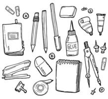 set of stationery drawings. Vector illustration. School and office concept