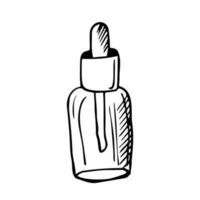 Glass bottle for cosmetics with a pipette. Suitable for serum, essential oil, emulsion. Three color options. vector