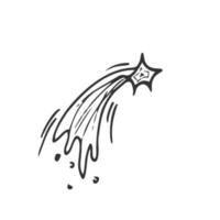 Doodle shooting star drawing line sketch in vector