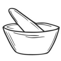 vector doodle mortar and pestle icon