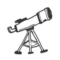 Telescope icon in doodle sketch lines. Space, stars constellation vector