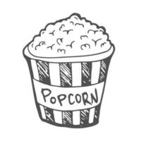 Popcorn. Vector linear illustration. Doodle style drawing.