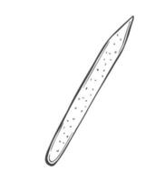 Doodle vector hand drawn nail file. Nail studio, gel varnish polish, beauty procedure, sterile, work place, fingernail, manicure tools. Isolated design element for typography and digital use.