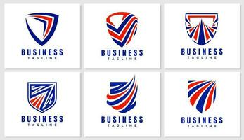 Line consulting shield logo design bundle. Modern abstract security shield logo. vector