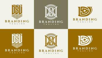 Luxury business line letter D S V DSV logo design. Elegance initial DSV logo. vector