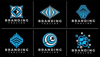 Set of abstract line technology logo design branding. Modern digital logo vector. vector