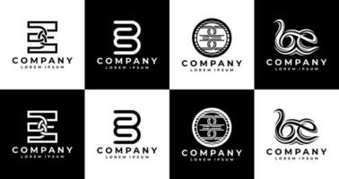 Set of abstract letter B E BE logo design. Modern initial EB BE logo branding vector
