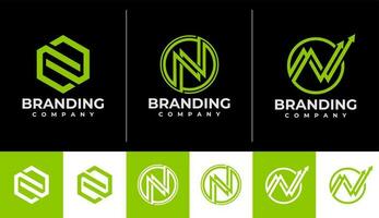 Simple geometric line initial N logo design. Minimalist letter N logo branding. vector