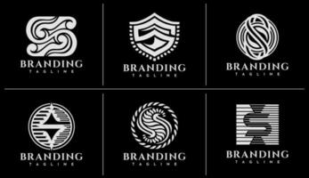 Luxury abstract line letter S logo design set. Elegance initial S logo branding. vector