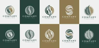 Luxury abstract chiropractic health logo design set. Elegance chiropractic logo. vector