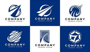 Modern abstract financial logo design. Luxury line consulting logo branding set. vector