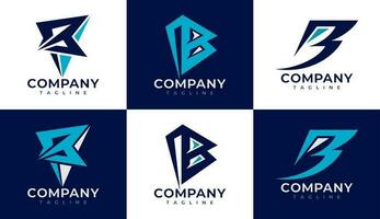 Modern sharp line letter B logo design branding. Minimalist initial B logo set. vector