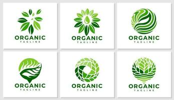 Abstract organic leaf recycle logo design. Modern green nature plant logo brand. vector