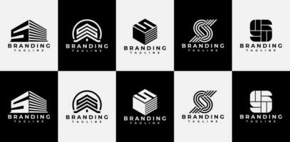 conjunto de resumen letra s logo diseño. moderno línea inicial s logo marca vector. vector