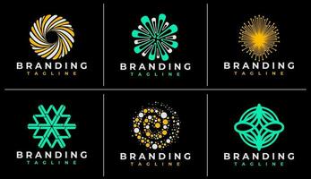 Modern abstract shape logo design bundle. Digital spark line abstract logo brand. vector