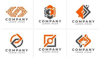 Modern digital program code logo design. Technology software coding logo brand. vector