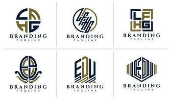 Luxury line letter LFHG and EDV logo design. Modern initial LFHG and EDV brand. vector