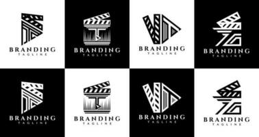 Luxury cinema play letter T logo design. Elegance movie film initial T logo. vector