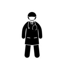 Illustration of doctors and nurses characters wearing masks. Vector. stick figure vector