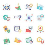 Premium Set of Security Issues Flat Icons vector