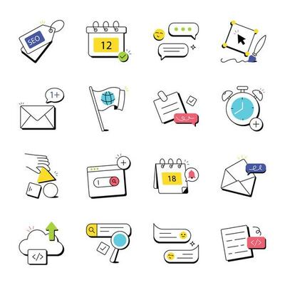 Pack of Web Services Hand Drawn Icons