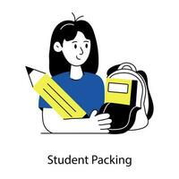 Trendy Student Packing vector
