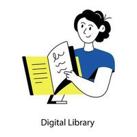 Trendy Digital Library vector