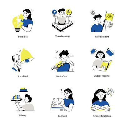 Bundle of Learning Hand Drawn Illustrations