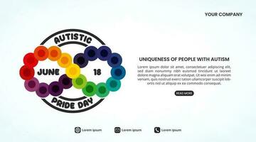 Autistic pride day background with a rounded rainbow infinity symbol vector