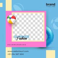 summer creative square banner bundle with summer elements illustration vector
